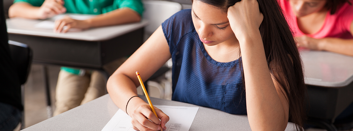 Taking a test in high school